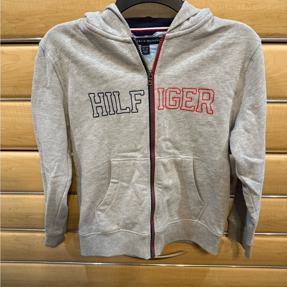 Tommy Hilfiger Light Gray Zip-Up Hoodie
